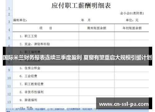 国际米兰财务报表连续三季度盈利 夏窗有望重启大规模引援计划